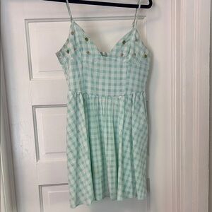 Zara Mint Gingham Spaghetti-Strap Dress
